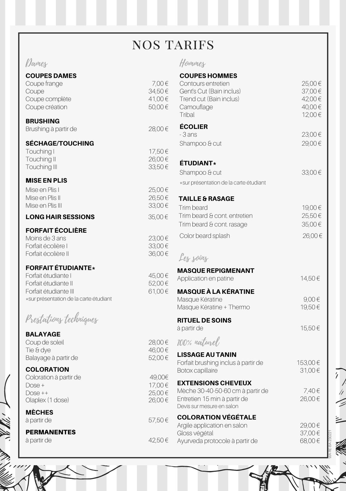 Liste des prix 2021